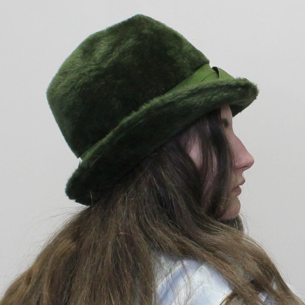 MILADY Vintage Kelly Green faux fur BOW hat MILADY Vintage Kelly Green faux fur BOW hat main image 2