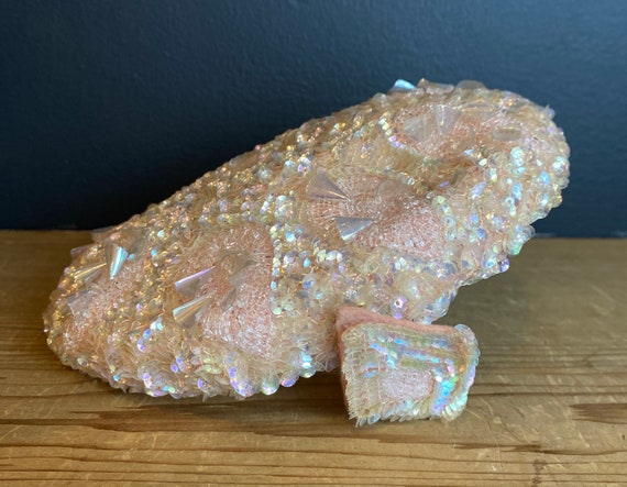 Vintage 1950s Pale Pink Sequin Fascinator Beret Be