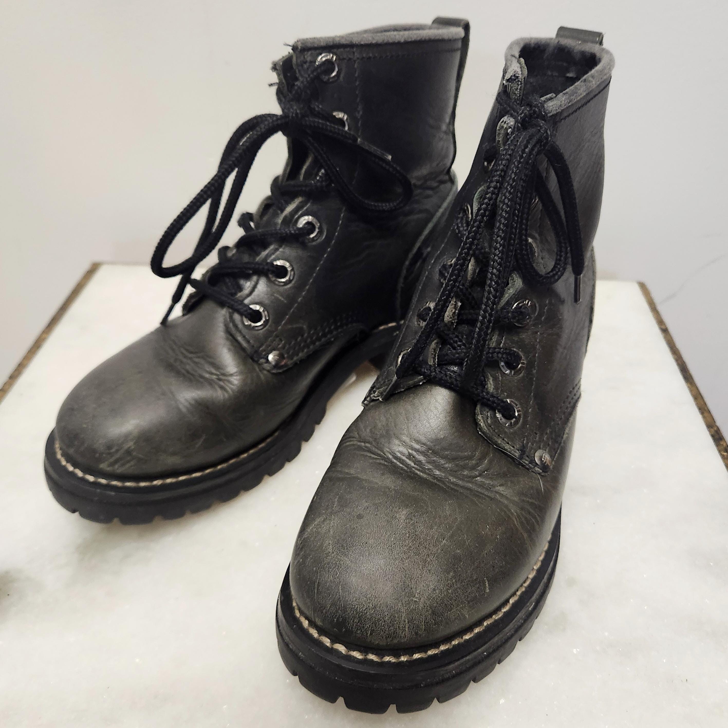 靴 Vintage Europe military boots 90s Vintage 90s Combat Leather Boots - Etsy