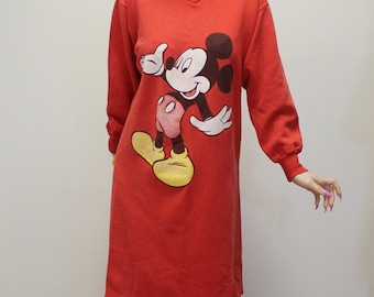 disney mickey mouse sweater dress Vintage 80's UK Fashion it has a pullover Gray Disney T-shirt Dress With