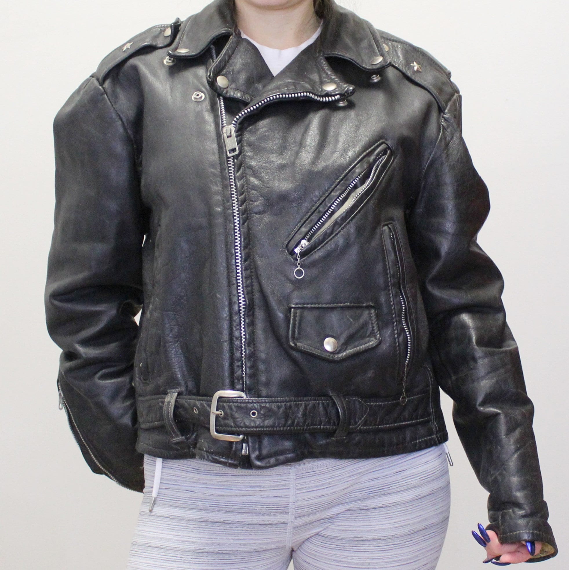 ジャケット・アウター Leather Motorcycle Jacket Vintage Vintage 60s Leather Biker Jacket! Authentic Heavy Good Quality