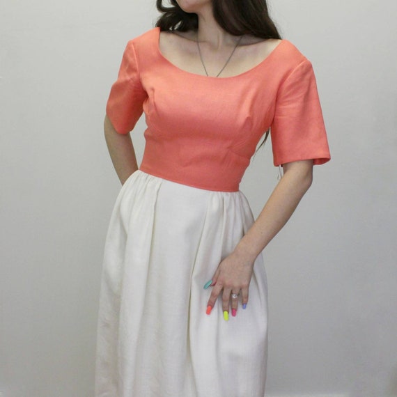 Vintage 60s Coral Beaded Maxi Dress - image 2