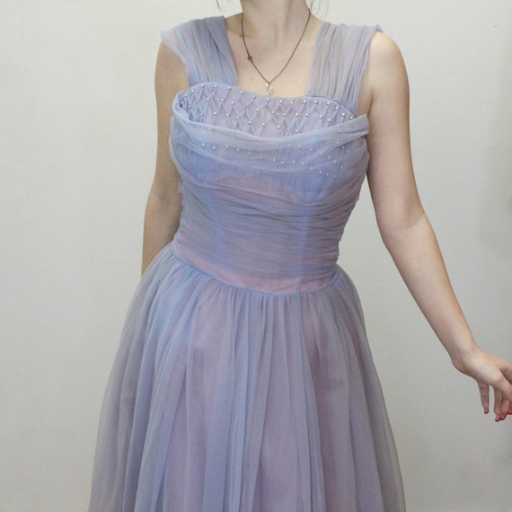 Vintage 50s Prom Dress Cupcake Dress Tulle Skirt … - image 7