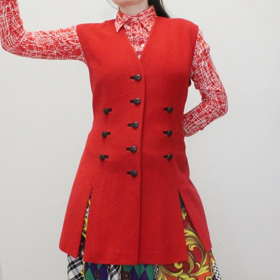 Louis Feraud Vintage Red and Taupe Skirt and Jacket Suit W Matching Silk  Blouse at 1stDibs