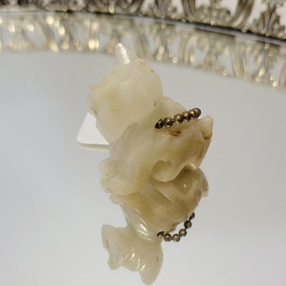Vintage 70s Carved Onyx Scottie Keychain Scottish… - image 5