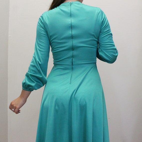 Vintage 80s does 60s Party Dress - 80s Emerald Gr… - image 5