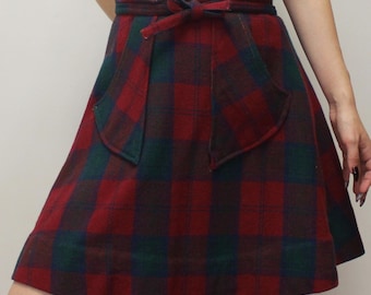 Vintage 60s Plaid Wrap Skirt