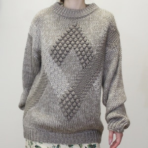 Vintage 90s Cozy Knit Sweater by Saturdays Diamond Pattern Oversized Pullover