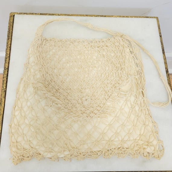 Vintage 70s String Macrame Bag Boho Shoulder Bag - image 10