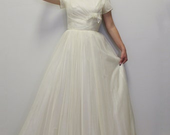 Vintage 50s Wedding Dress Glamorous Princess Ballgown A-line Asymmetrical Dress