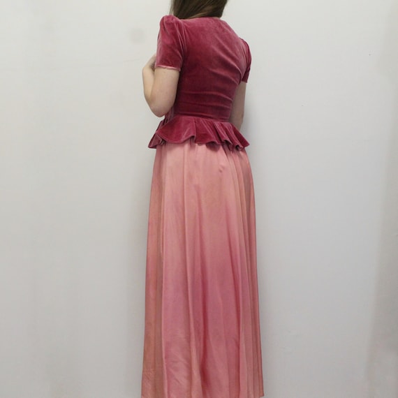 Vintage 30s/40s Pink Peplum Prom Dress Elegant Ev… - image 4