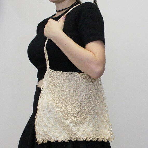 Vintage 70s String Macrame Bag Boho Shoulder Bag - image 1