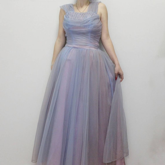 Vintage 50s Prom Dress Cupcake Dress Tulle Skirt … - image 2