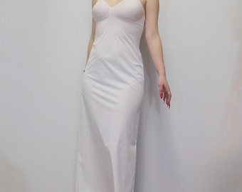 Vintage 70s Maxi Slip Dress with Side Slit by Vanity Fair