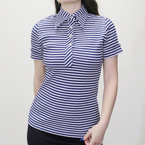 Vintage 70s White Stag Striped Tee - image 1