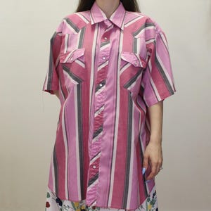 Vintage 90s Wrangler Western Shirts Pink striped Button Up