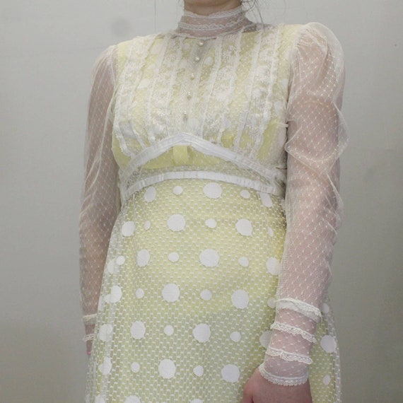 Vintage 80s Edwardian Style Sheer Lace Top-edwardian long sleeve lace tie