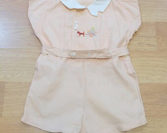 Vintage 40s Peach Playsuit with embroidered Detail