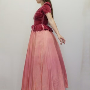 Vintage 30s/40s Pink Peplum Prom Dress Elegant Evening Gown image 5