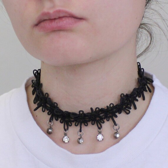 Vintage 60s Choker With Dangling Rhinestones - image 5