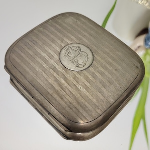 Vintage 40s 800 Silver Engraved Cigarette Case Banded Signed Case 5-5-&#39;45 PJ