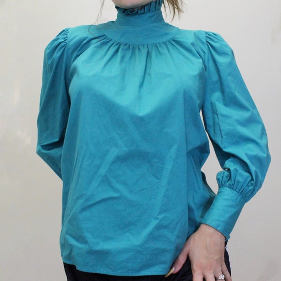 Vintage 80s Victorian Ruffle Blouse by Ambria Tur… - image 2