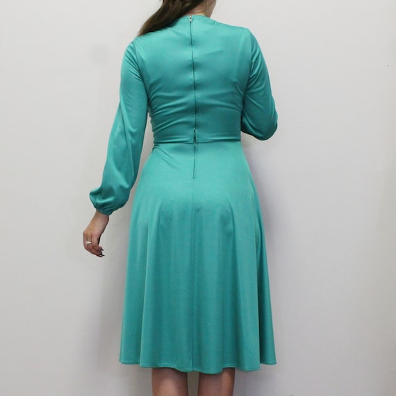 Vintage 80s does 60s Party Dress - 80s Emerald Gr… - image 4