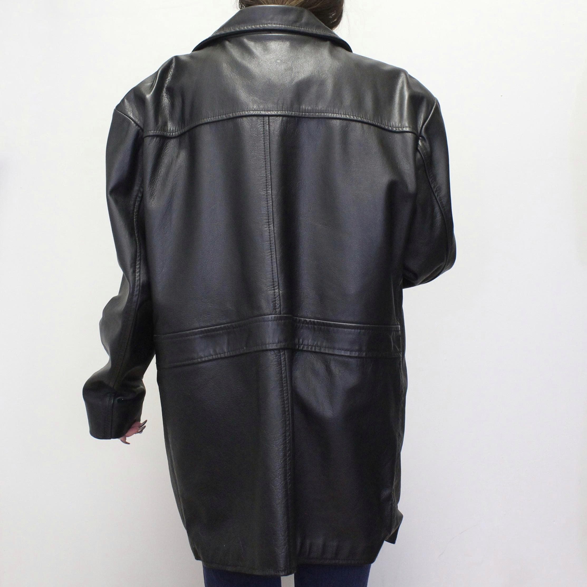 ジャケット・アウター 80s vintage real leather car coat Vintage 80s Leather Jacket by Park V- Blk Leather Jacket