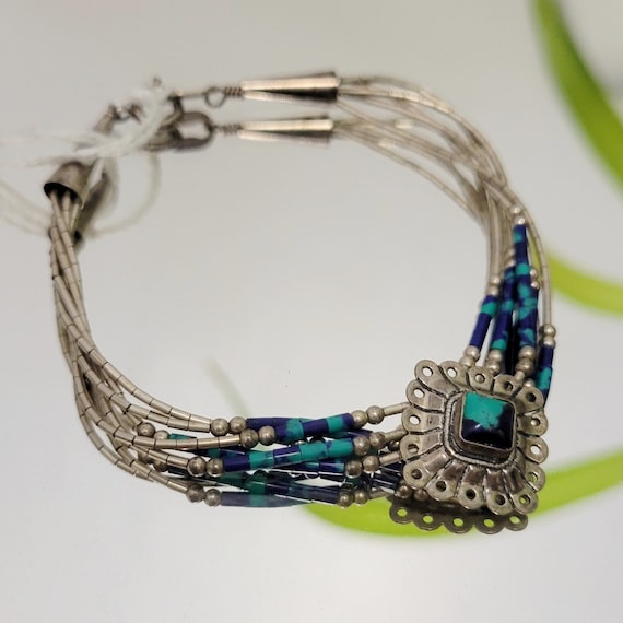 The Most Unique Vintage Native American Navajo Azurite Sterling Silver Bracelet The Most Unique Vintage Native American Navajo Azurite Sterling Silver Bracelet