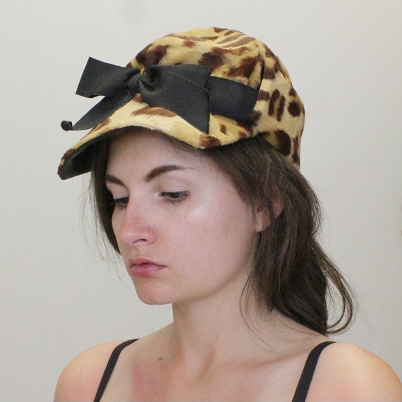 Vintage 60s Animal Print Hat with Bow by Belmar f… - image 7