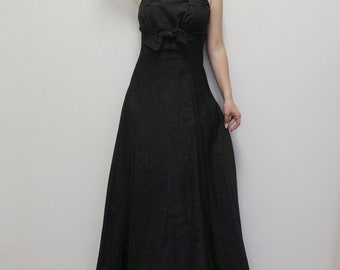 Vintage 30s/40s Black Evening Gown Elegant Maxi Dress