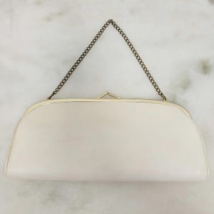 Vintage 60er Jahre Weiße Leder Geldbörse Rechteckige Geldbörse mit Gold-Hardwares von HL USA