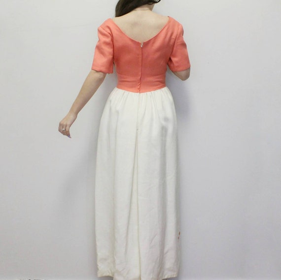 Vintage 60s Coral Beaded Maxi Dress - image 5