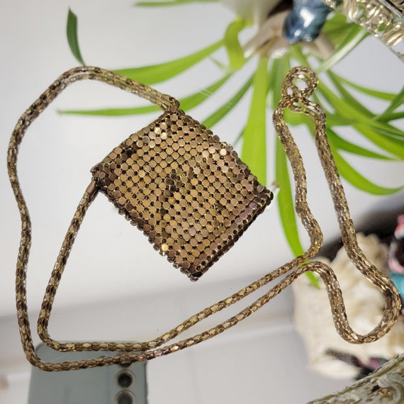 Vintage 30s Metal Mesh Purse Necklace Chatelaine … - image 8