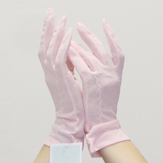 Vintage 60s Pink Semi-Sheer Gloves - Colored Vint… - image 2