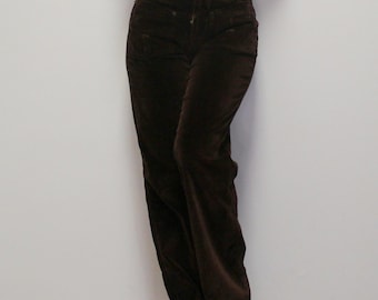 Vintage 70s Brown Velvet Mid-Rise Flare Pants