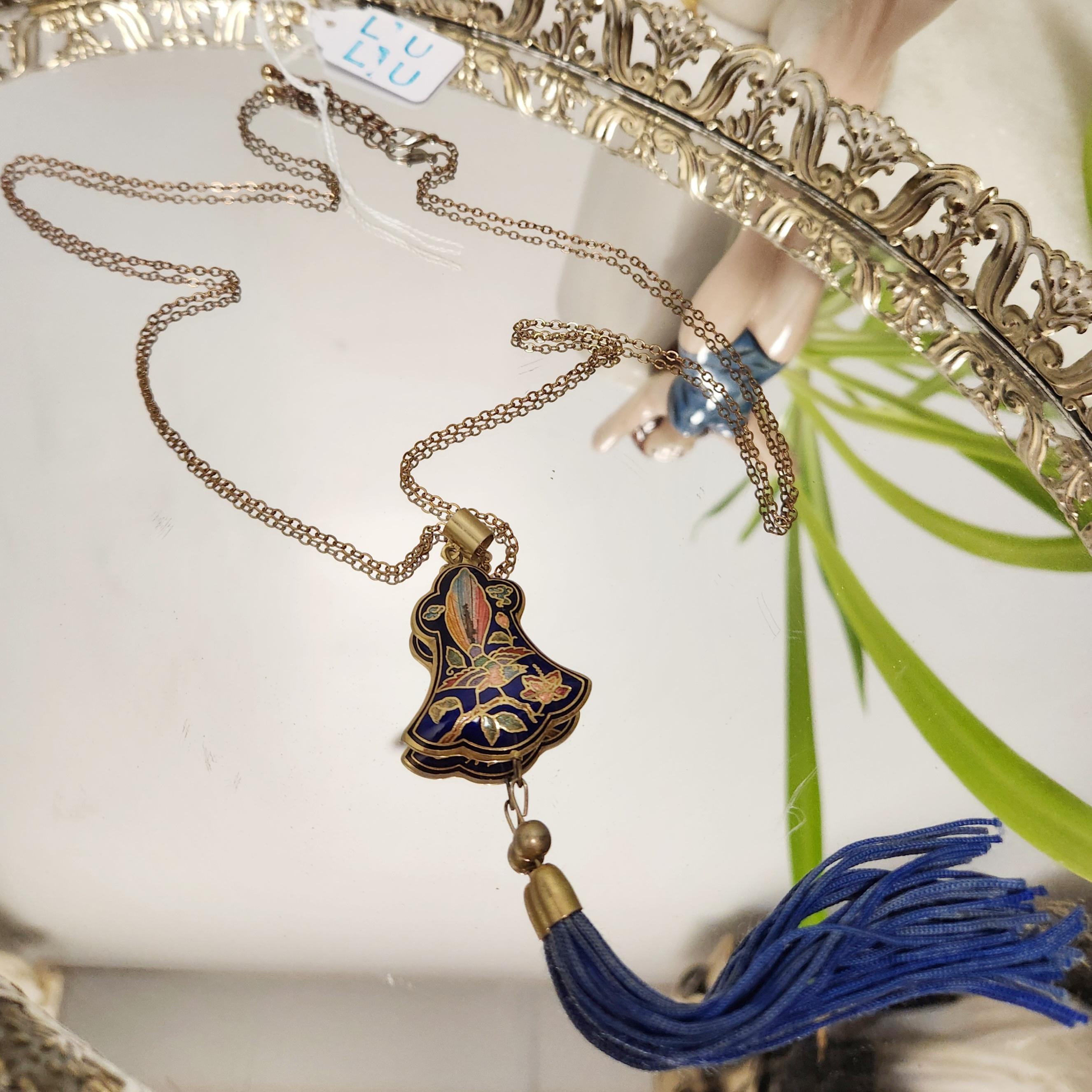 Collier Sautoir Oriental Vintage Années 70-80 - Longueur >90 Cm, Perles En Résine Argenté