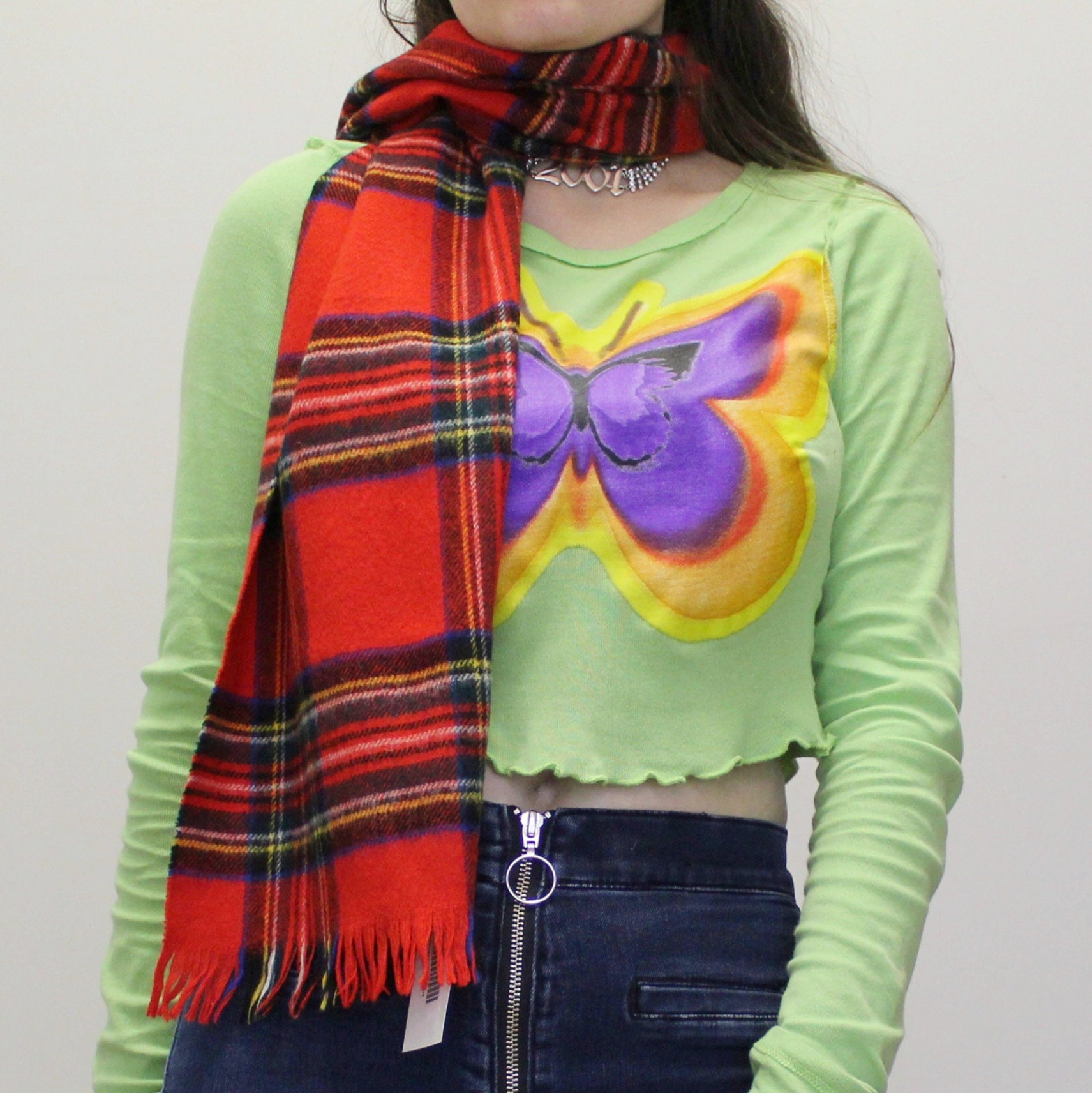 小物 tartan check retro antique vintage scarf tartan check retro antique vintage scarf