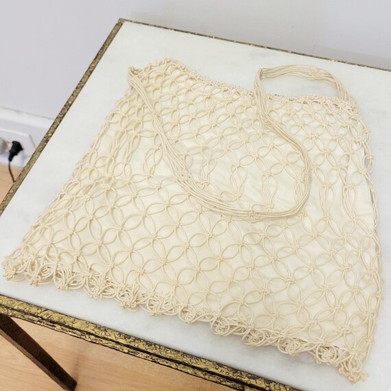 Vintage 70s String Macrame Bag Boho Shoulder Bag - image 9