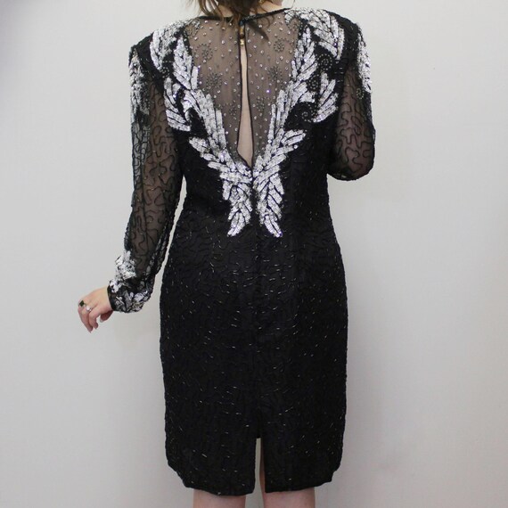 Vintage 80s Silk Beaded Formal Dress by Laurence Kazar New