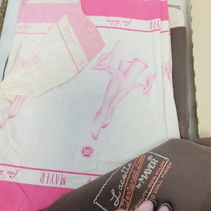 Vintage 50s Deadstock NIB 2 Pair Thigh High Stockings Lacette Textured look by Mayer