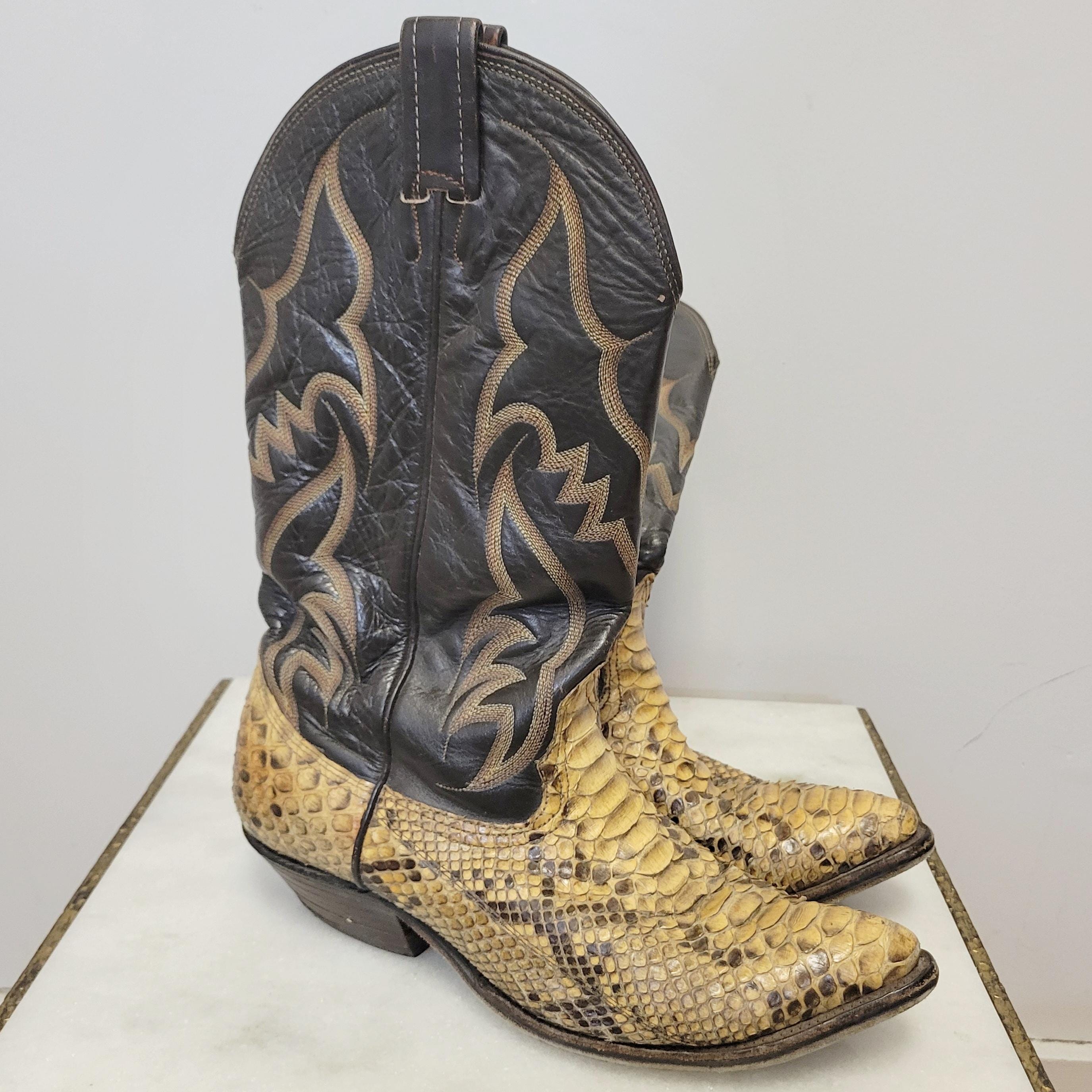 a*u様 archive 90s Python boots cut flare Vintage 90s Python Cowboy Boots! Snakeskin and Leather