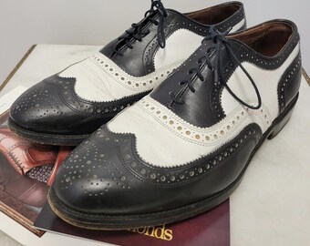 靴 90s Allen Edmonds Black Semibrogue shoe Vintage 1990's Men's Black ALLEN EDMONDS Capped Dress Shoes