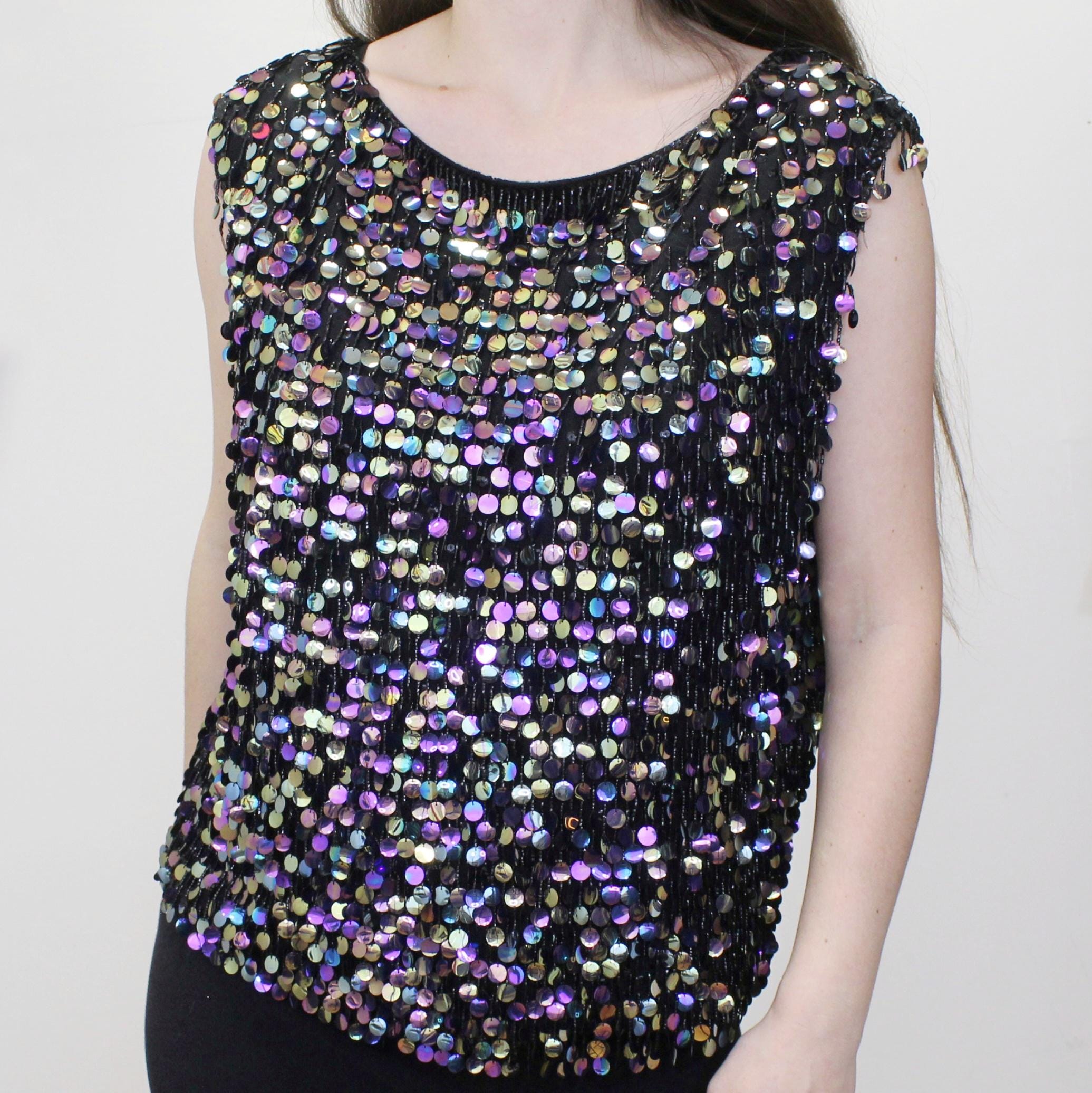 美品★UND SPARKLY LAYERED TOP Layered Sequin Woven Halter Top | Karen Millen