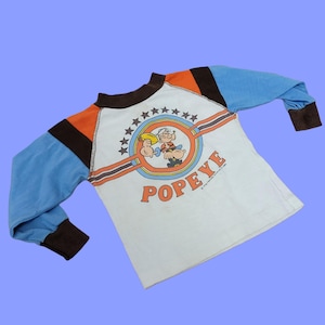 Vintage 80s Rare Popeye Kids Shirt Long Sleeve Tee by King Features Syndicate