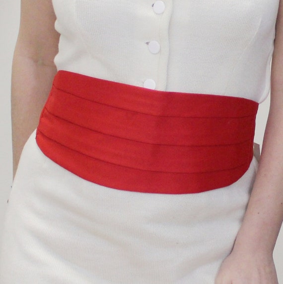 Vintage 80s Cummerbund Red Stretchy belt by After 