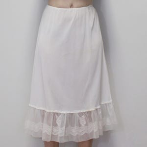 Vintage 60s White Half Slip Midi Skirt With Sheer Ruffle by Stern-Maid- Sternmaid White Half Slip Lace Bottom