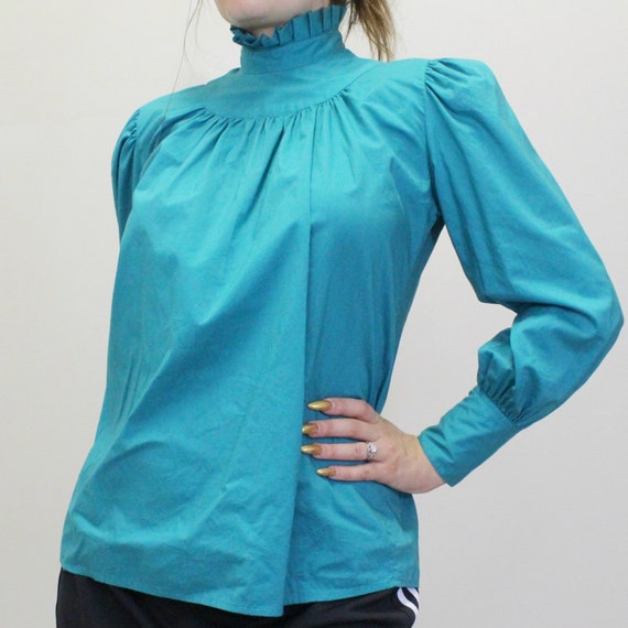 Vintage 80s Victorian Ruffle Blouse by Ambria Tur… - image 1