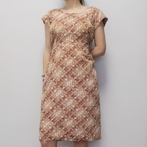 Vintage 50s Day Dress Patterned Simple Dress- 50s… - image 1
