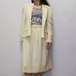 Vintage 80s Designer Givenchy Skirt Suit set! Cream Givenchy Signature Collection for Givenchy Sport Blazer and Matching High Waisted Skirt
